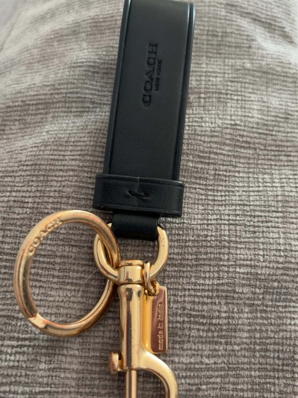 Coach Black Leather Key Holder with Gold Hardware